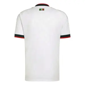 Mexico 2026 Away Soccer Jersey Full Logo – White Minimalist Football Shirt with Green Red Collar Detail, World Cup USA Edition Fan Gear Lightweight Performance Top