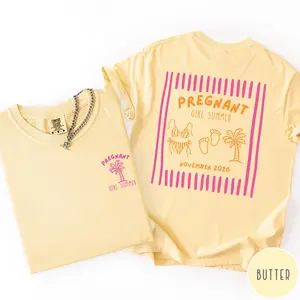 Comfort Colors® Pregnant Girl Summer Shirt Pregnancy Announcement Shirt Summer Pregnancy Announcement Tee For First Time Mom