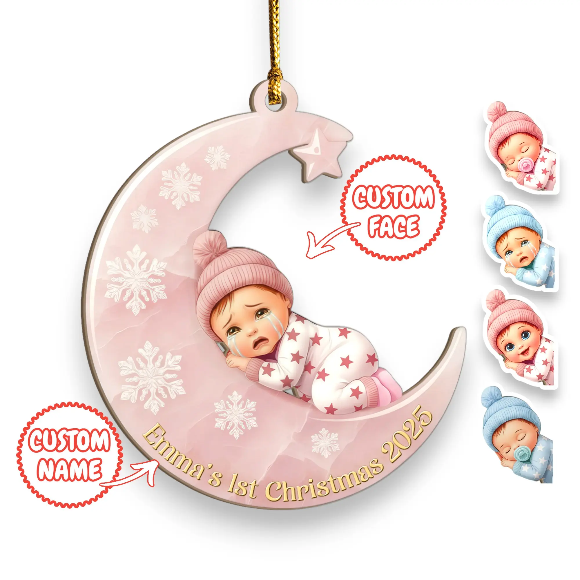 Baby’s First Christmas Ornament 2025 – Personalized Baby Gift | Custom Newborn Ornament | Baby Girl & Boy First Christmas Keepsake Bauble