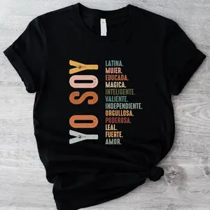 Women's Short-Sleeve Round Neck Soft Comfortable Cotton T-Shirt - Loose Fit Everyday Casual Top, Yo Soy Tee, Mexican Latina Independiente Hispanic Gift Shirt,summervibes