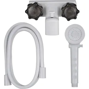 4" RV Tub and Shower Diverter Faucet White/ with Handheld Shower  & Hose
