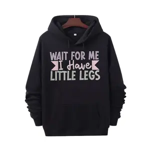 Men'S "Wait for Me I Have Little Legs" Graphic Hoodie - Stretchy, Comfortable Fit for Outdoor Fitness & Casual Wear |     Black with White Lettering & Arrow Design, CMenswear Fitted Tops Pullover Cotton Fabric Long Sleeve  Black   fall outfits    hoodies