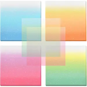 200 Sheets Glitter Transparent Sticky Notes, 3 x 3 Clear Memo Pads, Translucent Self-Stick Note, See Through Self-Adhesive Note for  Accessories (Gradient Color)