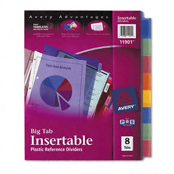 Avery Worksaver Big Tab Plastic Dividers Eight-Tab Letter Multicolor