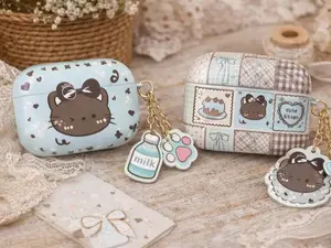 Cute Kitten AirPods Case, Kawaii Cat AirPods Gen 1 2 3 4 Pro Cover, Aesthetic Cute Girl Gift, Protective Silicone Earbuds Case, No Keychain