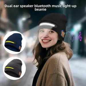 Bluetooth LED Light Up Hat With Music Speaker Rechargeable Rainbow Glow For Halloween Party And Rave