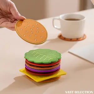 8PCS/Set Burger Shape Coaster Silicone Insulation Mat Mug Holder for Kitchen Dining Bar Table Decorations and Gifts - Tableware-Eco-Friendly
