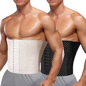 1/2/3 PACK Men‘s Solid Color Hook & Eye Front Waist Trainer Belt,High Stretch Tummy Control Waist Cincher,Men's Shaperwear For Daily Use