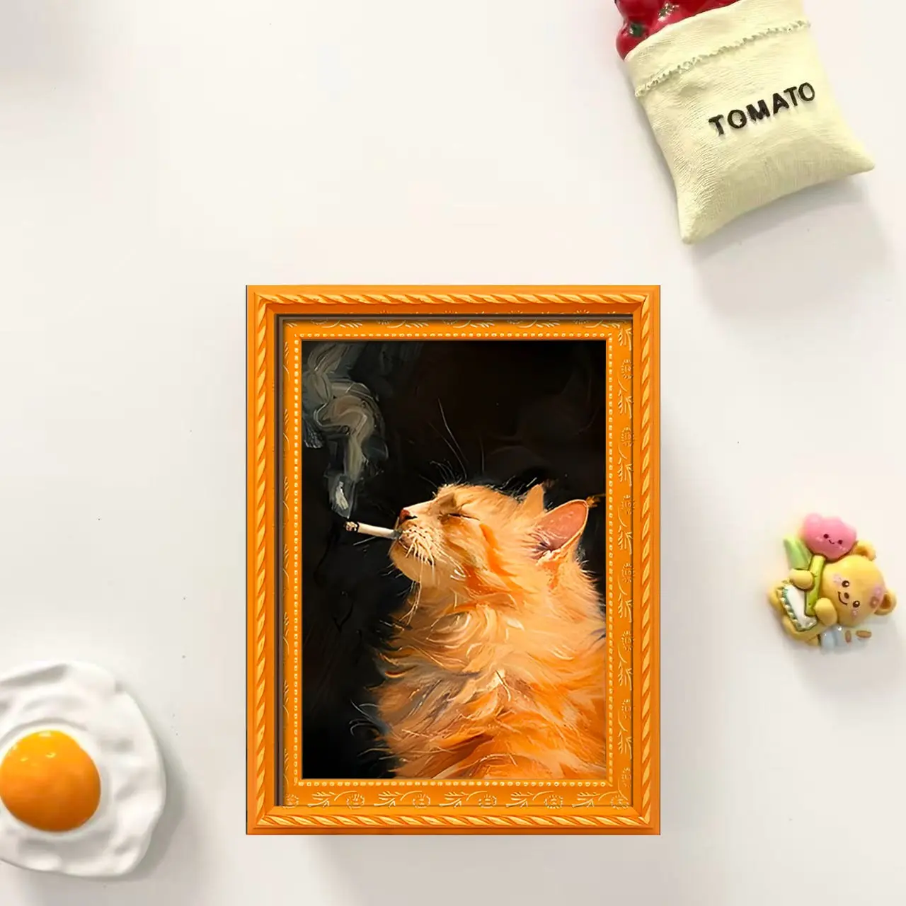 Funny Smoking Cat Frame Magnet, Cool Cat Magnetic Sticker, Fun Kitchen Decor, Exclusive Gift for Cat Lovers, Unique Wall Art, Refrigerator Magnets, Animal Magnets, Fridge Magnets Cute, Magnetic Item, Refrigerator Decorating Magnets, Decoration