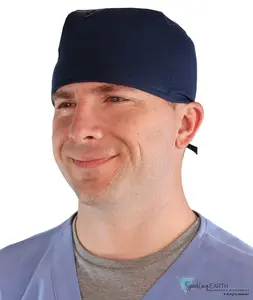 Classic Cotton Surgical Scrub Cap with Sweatband - Solid Navy Blue