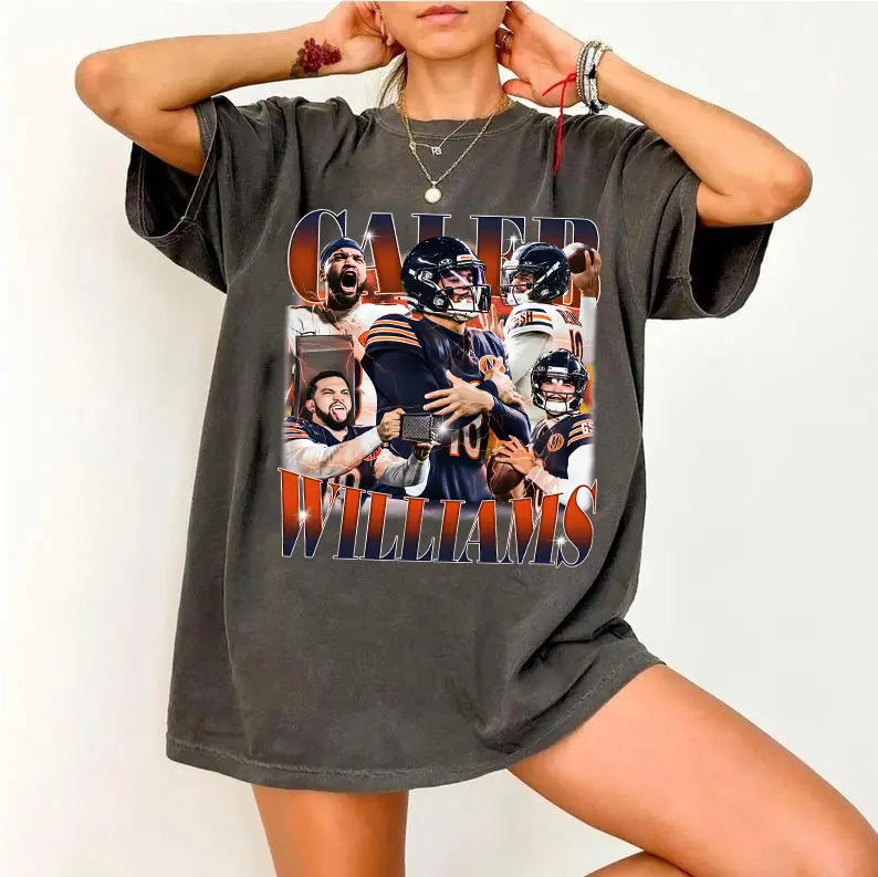 Vintage 90s Football Caleb Williams Comfort Colors Shirt, Chicago Football Gift Fan Cotton Fabric