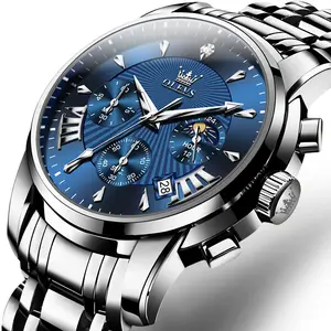 Giftideasforhim Men's Blue Stainless Steel Watch Band Watches Waterproof Analog Quartz Watch