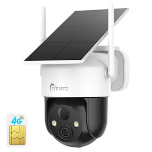 4G LTE Cellular Solar Security Camera Wireless Outdoor, 2K Camera No WiFi Needed with SIM Card, 360° Full View, PIR Motion Detection & Siren, 2 Way Talk, Color Night Vision, IP66