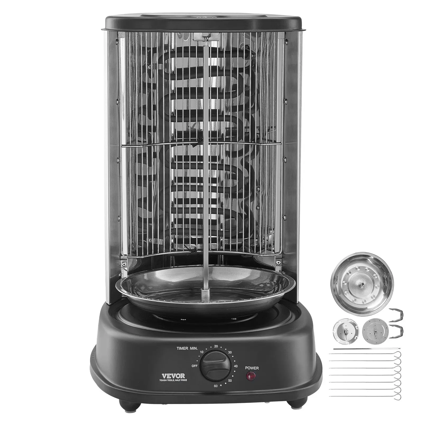 VEVOR Shawarma Grill Machine, Electric Stainless Steel Broiler Gyro Rotisserie Oven Doner Kebab Machine, for Home Restaurant Kitchen Parties