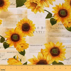 Sunflower Upholstery Fabric,1 Yard,Vintage Style Blossom Flowers Outdoor Fabric by The Yard,Retro Floral Fabric for Upholstery and Home DIY Projects