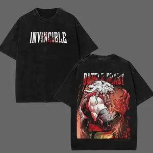 Retro Comic Invincible Battle Beast Graphic T-Shirt, Premium Cotton Vintage Washed, Soft Breathable Oversized, 90s American Casual, Gym & Streetwear Unisex Short Sleeve