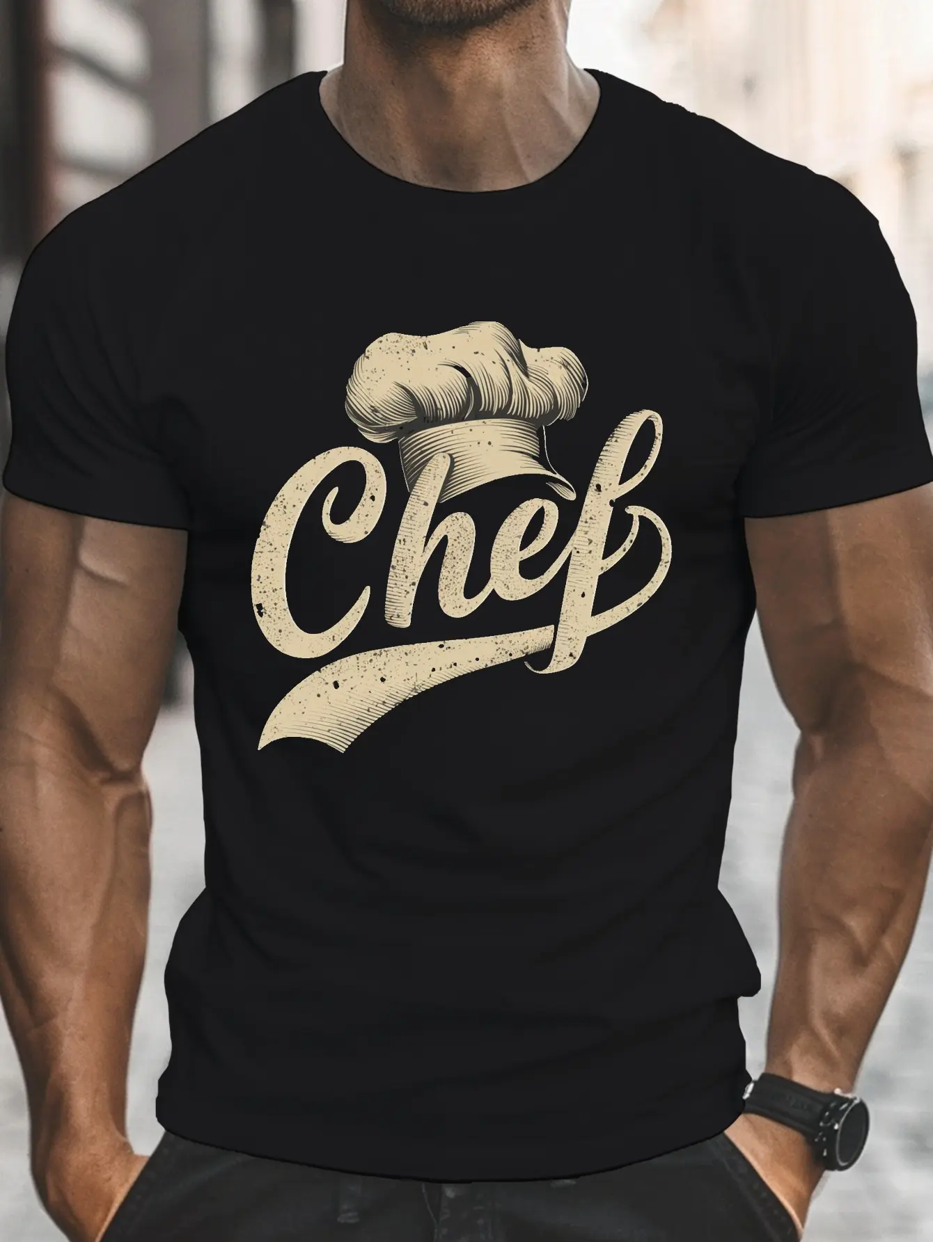 Men's Chef-Themed T-Shirt - Vintage Design with Ch unisex soft cotton short sleeve t shirt, vintage graphic casual tee for men women teens, perfect birthday holiday gift for camping travel gym daily street  wear