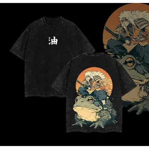 Jiraiya - Naru Oversize Graphic T-Shirt, Two-sided Printed, Thin Material, Acid Wash Style - Great Gift for Anime Fans and Lovers Menswear Cotton Clothes Soft Top Apparel Classic Seamless Man Oversized Streetwear