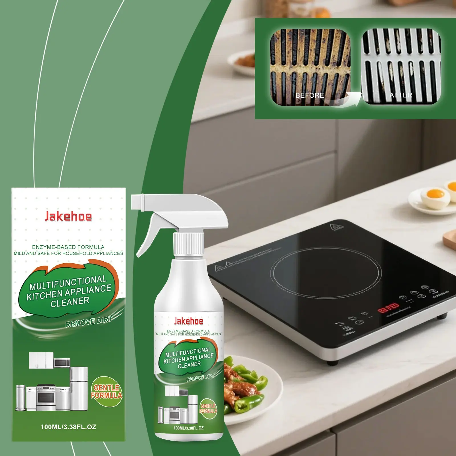Kitchen Appliance Cleaner, Gentle Oil Stain Remover, Effective Grime Cleanser, Shiny Finish Cleaning Agent, Kitchen Essential, Household Kitchen Cleaners