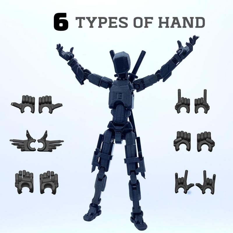 Assembed 3D Printed 5.54'' Stick 13 Action Figure, Multi-Jointed Titan13, Articulated T13 Desktop Decoration,12 in 1 d13 Accessories Best Birthday Festival Gift