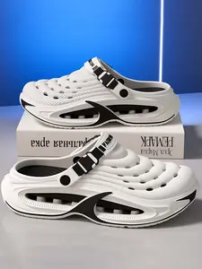 Summer New Hole Shoes Eva Outdoor Versatile Casual Comfort Beach Sand Thick Sole Slip-On Slippers, Women's Fashion Footwear