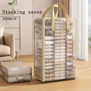Bedding Set Storage Bag, PVC Mesh Large Capacity Packing Bag, Space Saving Bags, Bed Sheet Pillowcase Clothing Quilt Storage Organizer, Four-Piece Set