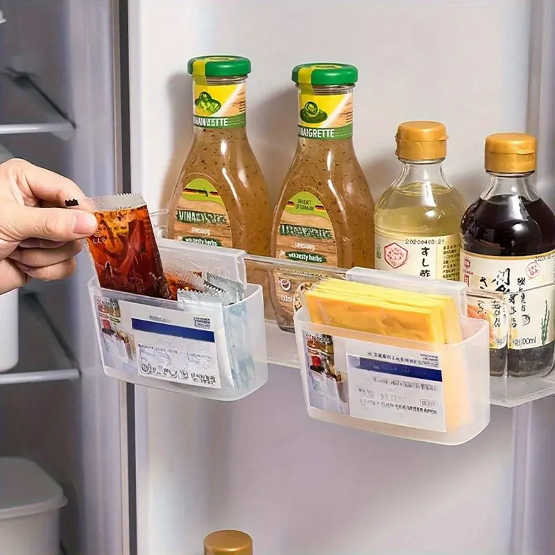 2/4pcs Space-Saving Refrigerator Hanging Organizer - Suitable for 0.4-Inch Thick Door, Fridge Side Door, Storage Box Hanging, Spice Packaging Storage Box Small Object Organizer Wall Hanging Storage Rack Shelf, Spice Box For Kitchen, Spice Box For Cooking