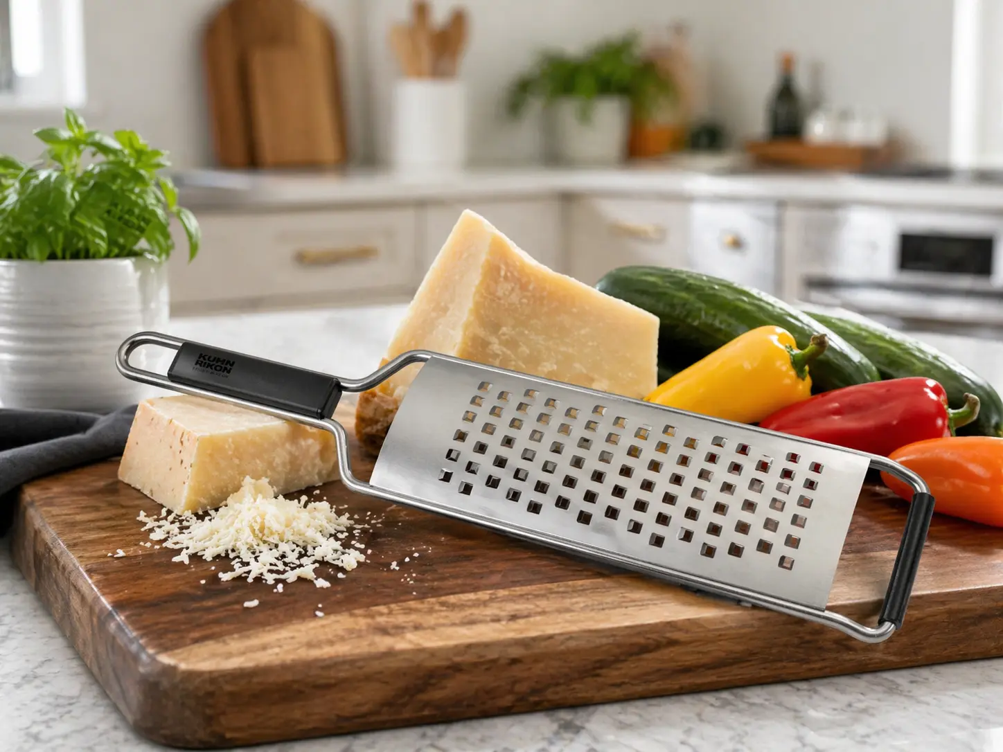 Kuhn Rikon ESSENTIAL Medium Grater 24354 | Stainless Steel, Non-Slip Base