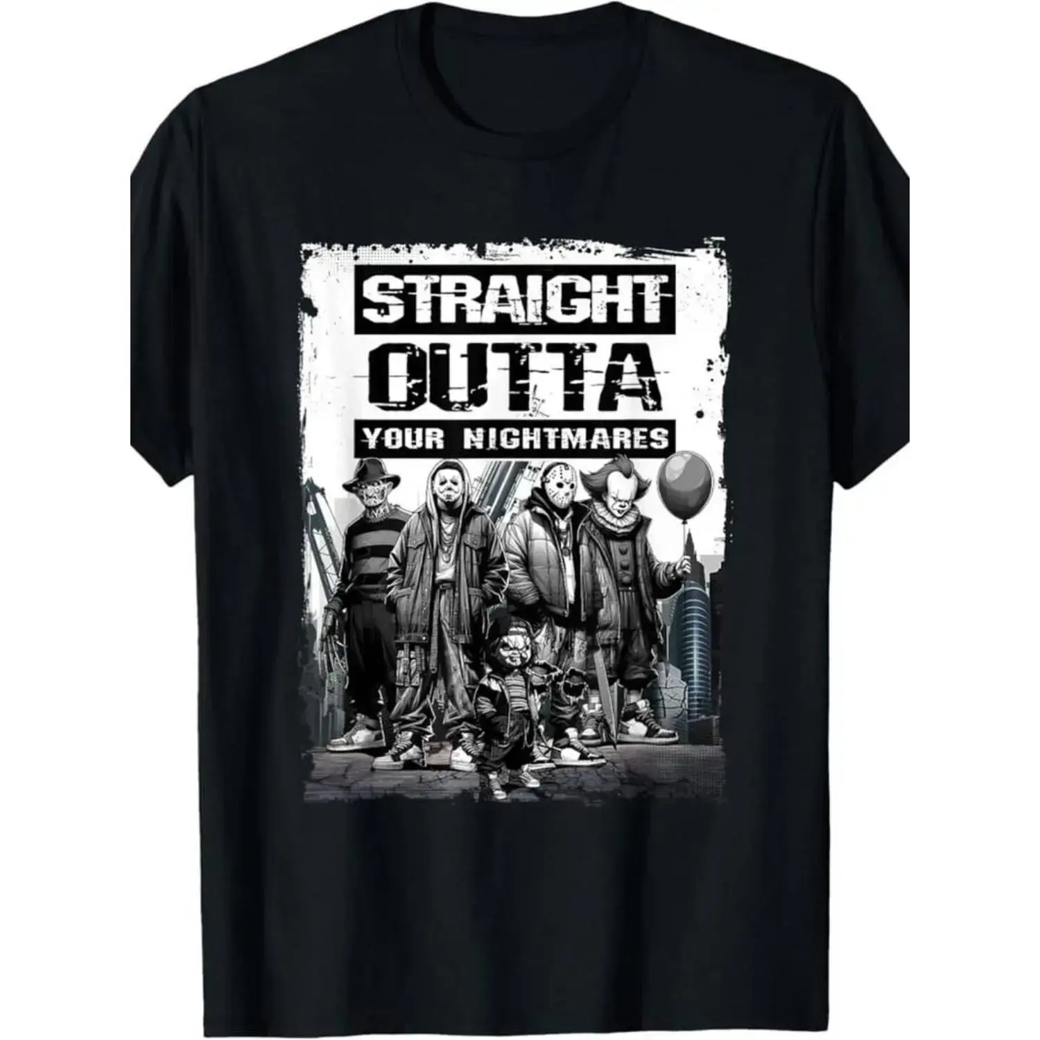 Straight Outta Nightmares" Men's Vintage Horror Halloween T-Shirt - 100% CottonArtWearLab