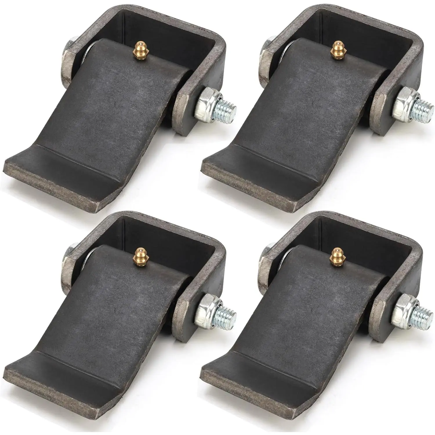 Weld on Trailer Hinges, Heavy Duty Dump Trailer Gate Hinges, Greaseable Strap Style Leaf  Hinge, Trailer Door Strap, Tailgate Hinges for Door Gate  Hinge with  Zerk, 4 Pack