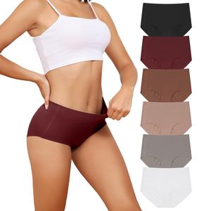 LEVAO 6 Pack Women Medium Low Waist Underwear Invisible Seamless Polyester Soft Breathable Elastic Coverage Brief No Show Panties S-XXL