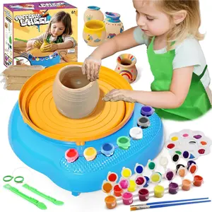 Pottery Wheel for  - Complete Pottery Painting Kit Arts and Crafts for  Ages 8-12 with Air Dry Clay Art Supplies for Girls Boys Toys Birthday Christmas Gifts for 6 7 8 9 10 11 12 - Blue