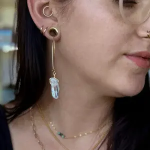 Made by Adelaide Clear Quartz Crystal Dangle Earrings for Plugs