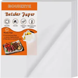 120 Pieces White No Wax Precut Square 12 x 12 inch Butcher Paper Sheets for Sublimation Wrapping Meat Heat Press