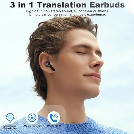 Exs ulity 5.4 wireless Bluetooth headset, supports 144 languages, high-precision simultaneous interpretation headset, waterproof and sweat-proof, supports playing music, short videos, and calls