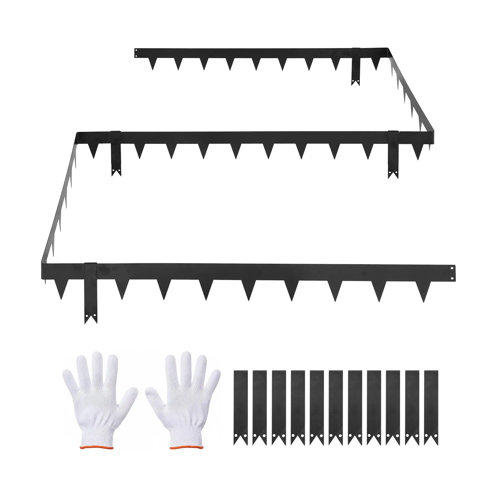 VEVOR Galvanized Steel Landscape Edging, 10-Pack 40x4.5 in Rust Resistant Heavy Duty Metal Border with 11 Mounting Clips, for Flower Bed, Black, Yard Border Set