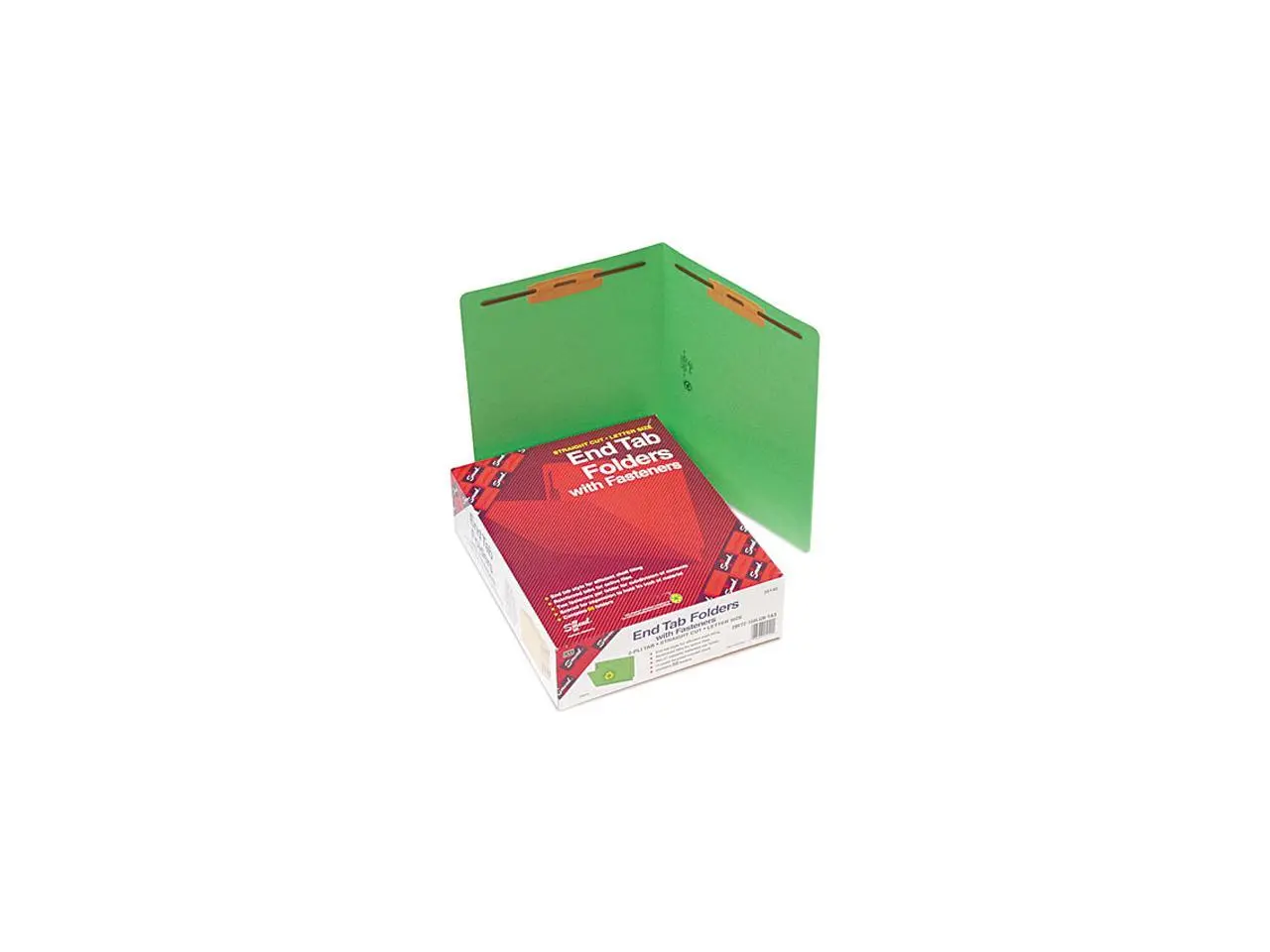 Smead 25140 Two-Inch Capacity Fastener Folders, Straight Tab, Letter, Green, 50/Box