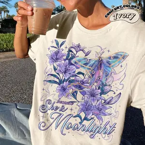 Because She Is Moonlight Comfort Color T-Shirt, Quicksilver Callie Hart Shirt, Gifts For Romantasy Book, Kingfisher Fan Apparel