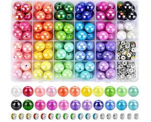 232pcs Beads for Pens, Acrylic Focal Beads for Beadable Pens, 16mm Rainbow Chunky Bubblegum Bead with Rondelle Spacer Bead for Keychains DIY Craft Bracelets