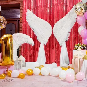 2 Pack 3.3 x 9.9 ft Foil Fringe Curtains Party Decorations, Red Tinsel Curtain Backdrop for Parties, Door Streamers, Glitter Streamer Fringe Backdrop for Birthday Decoration (Red)