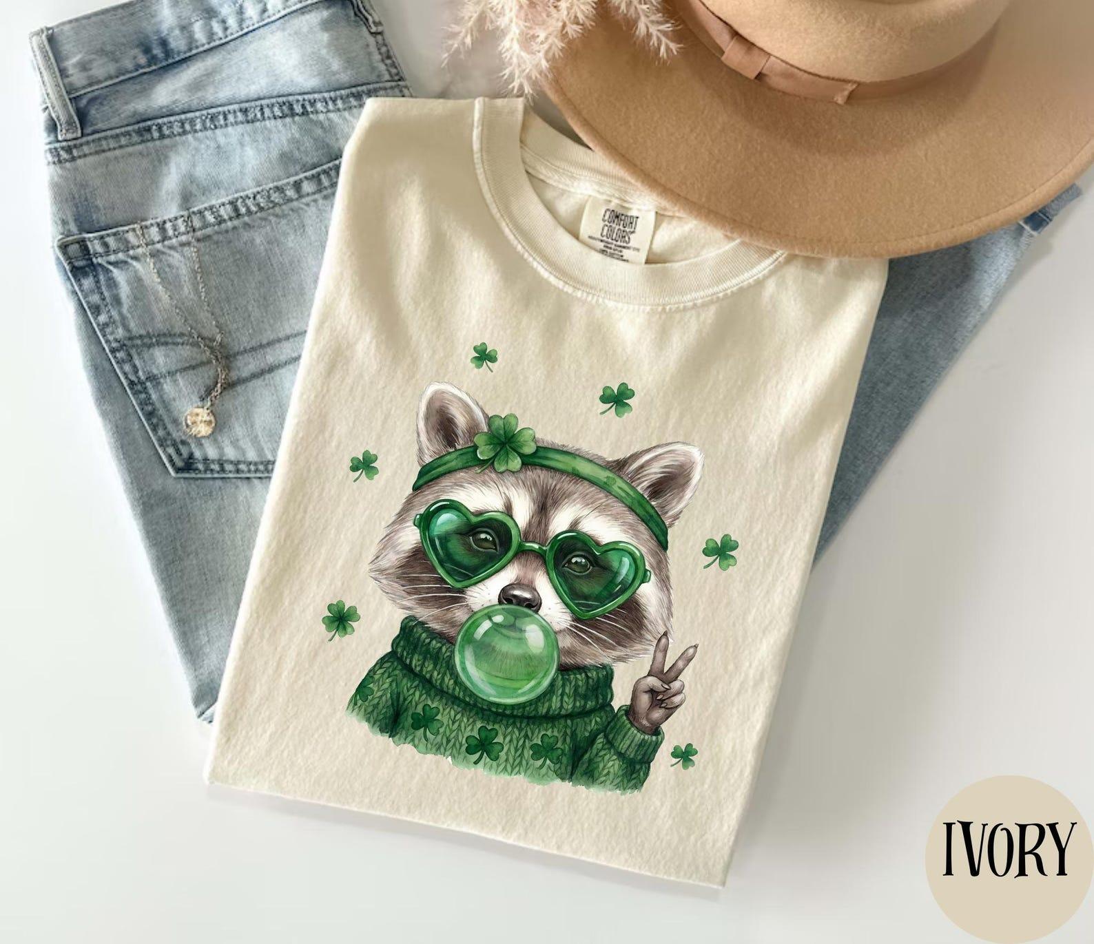 Comfort Colors Cute Raccoon St Patrick’s Day T-Shirt, Funny St Patrick Goose Tee, Holiday Goose Top, St Patty’s Day Gift, Shamrock Shirt, Saint Patrick Tee, Lucky Shirt, Full Size, Full Color