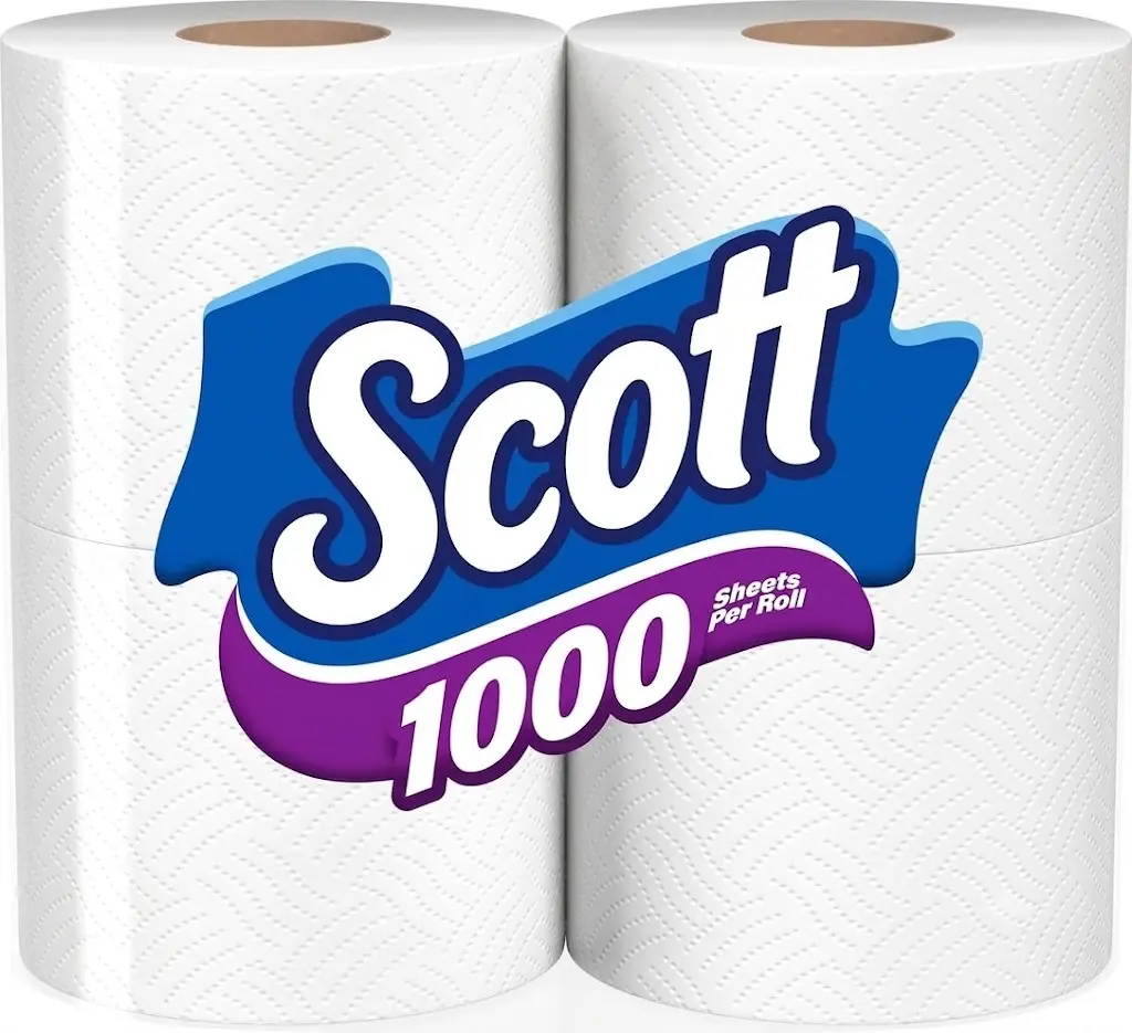 Scott 1000 Sheets Per Roll Toilet Paper, 4 Rolls, Bath Tissue