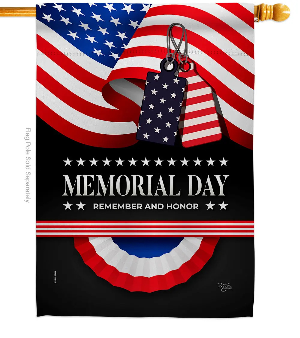 28x40 in. Patriotic Memorial Day American Vertical House Flag, Decorative Double-Sided Outdoor Banner, Weatherproof Fade-Resistant Garden Yard Gift