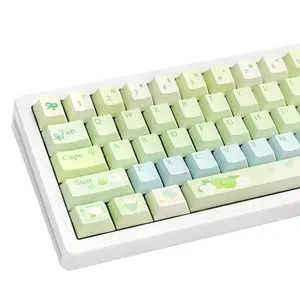 Green Grape PBT Keycap Set, Cherry Profile Smooth Glossy 5-Side Dye Sublimation Keycaps with Crisp Graphics, Fade-Resistant Vibrant Print, Compatible with 6.25U Spacebar & 61/64/68/75/84/87/104/108 Mechanical Keyboards