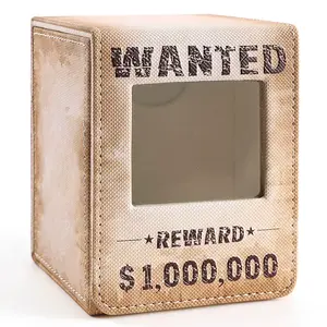 Wanted Poster Themed Deck Box with Commander Display, MTG Card Deck Case Fit 120 Single Sleeved Cards, PU Leather Magnetic Card Storage Box with 2 Dividers, Compatible with One Piece/TCG