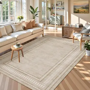 Garvee Bordered Indoor Rug Simple Solid Color Printed Rug Washable Rug Soft Ultra-thin and Foldable Stain-resistant and Non-slip for Bedrooms Living Rooms Playrooms and Children's Rooms carpet