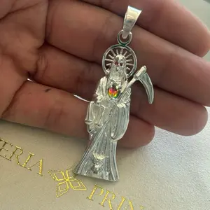 Silver Plata Santa Muerte Dije Pendant