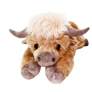 Highland Cow Plush - Heatable Scottish Highland Cow Plush Toy - Long Yak Fur