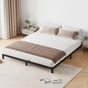 Garvee - Marco de Cama Queen de 6 Pulgadas, no Necesita somier, Base de colchón de Plataforma de Metal de Perfil bajo, no Necesita somier, fácil Montaje, sin Ruido/Negro