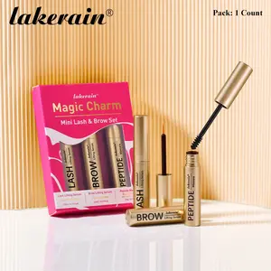 Lakerain 1 Count Mini Brow & Lash Set, Including Lash Serum, Brow Serum and Mascara, Strengthens Eyelashes and Thickens Eyebrows, Compact and Portable, Perfect for Dates and Travel